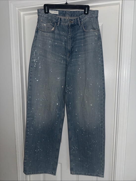 Zara Denim - Zara Light Blue Sequin-Embellished Relaxed Jeans